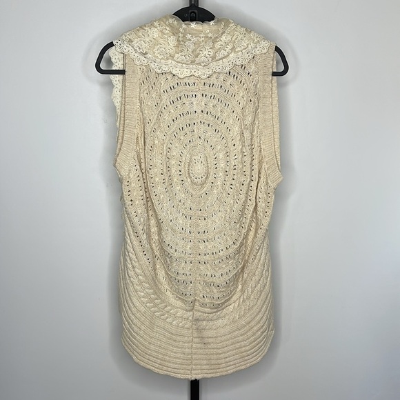 Flying Tomato Lace Sweater Vest Cardigan Ivory Women's Sleeveless Size Small - Picture 7 of 12